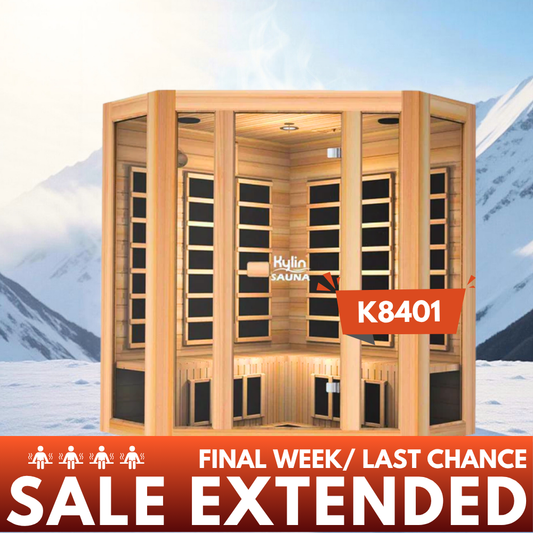 Kylin Low EMF L-shaped Corner Carbon Far Infrared Sauna 4 person - K8401/033LV