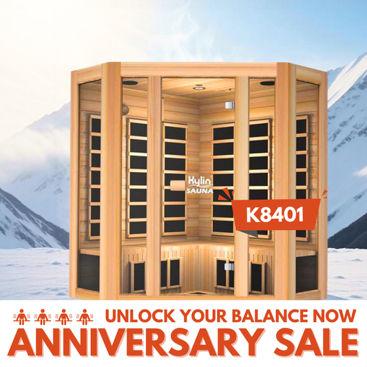 Kylin Low EMF L-shaped Corner Carbon Far Infrared Sauna 4 person - K8401/033LV